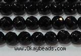 CAG8611 15.5 inches 8mm faceted round black agate gemstone beads