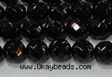 CAG8612 15.5 inches 10mm faceted round black agate gemstone beads