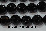 CAG8613 15.5 inches 12mm faceted round black agate gemstone beads