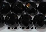 CAG8616 15.5 inches 18mm faceted round black agate gemstone beads