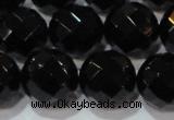 CAG8617 15.5 inches 20mm faceted round black agate gemstone beads