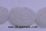 CAG8665 7.5 inches 22*30mm freeform white plated druzy agate beads