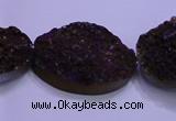 CAG8668 7.5 inches 22*30mm freeform purple plated druzy agate beads