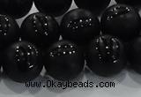 CAG8687 15.5 inches 10mm round matte tibetan agate gemstone beads