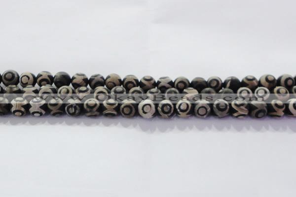 CAG8701 15.5 inches 8mm round matte tibetan agate gemstone beads