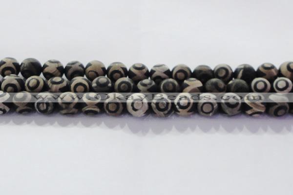 CAG8703 15.5 inches 12mm round matte tibetan agate gemstone beads