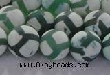 CAG8723 15.5 inches 12mm round matte tibetan agate gemstone beads