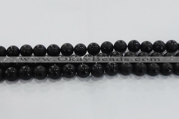 CAG8739 15.5 inches 14mm round matte tibetan agate gemstone beads