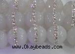 CAG8850 15.5 inches 6mm faceted round agate with rhinestone beads