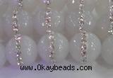 CAG8851 15.5 inches 8mm faceted round agate with rhinestone beads