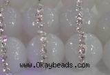 CAG8853 15.5 inches 12mm faceted round agate with rhinestone beads