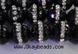 CAG8859 15.5 inches 14mm faceted round agate with rhinestone beads