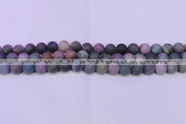 CAG8865 15.5 inches 14mm round matte india agate beads