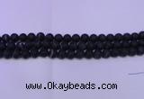 CAG8870 15.5 inches 4mm round matte black line agate beads