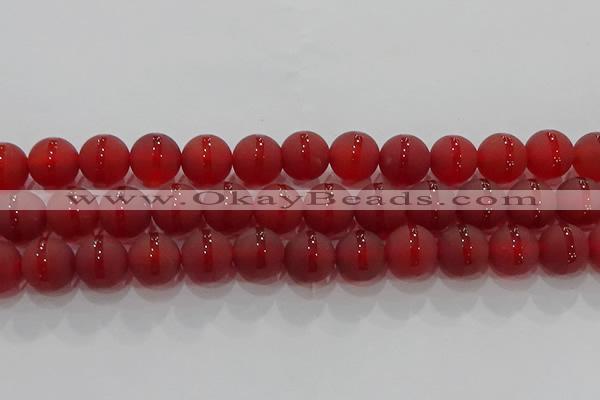 CAG8903 15.5 inches 10mm round matte red agate beads wholesale