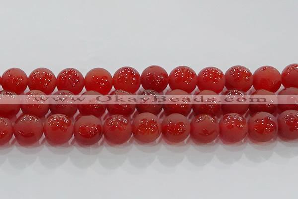 CAG8916 15.5 inches 12mm round matte red agate beads wholesale