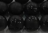 CAG8921 15.5 inches 10mm round matte black agate beads wholesale