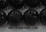 CAG8927 15.5 inches 10mm round matte black agate beads wholesale