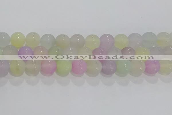 CAG8933 15.5 inches 10mm round matte colorful agate beads wholesale