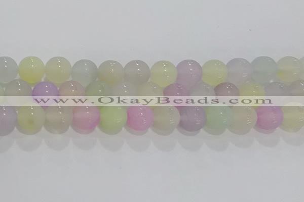 CAG8934 15.5 inches 12mm round matte colorful agate beads wholesale