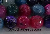 CAG8946 15.5 inches 8mm faceted round fire crackle agate beads