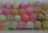 CAG8948 15.5 inches 6mm faceted round fire crackle agate beads