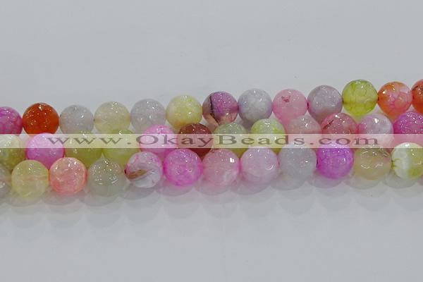 CAG8950 15.5 inches 10mm faceted round fire crackle agate beads