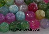 CAG8956 15.5 inches 8mm faceted round fire crackle agate beads