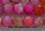 CAG8964 15.5 inches 8mm faceted round fire crackle agate beads