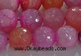 CAG8966 15.5 inches 12mm faceted round fire crackle agate beads