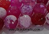 CAG8975 15.5 inches 14mm faceted round fire crackle agate beads