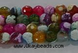 CAG8986 15.5 inches 4mm faceted round fire crackle agate beads