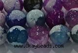 CAG8991 15.5 inches 14mm faceted round fire crackle agate beads