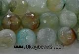 CAG8995 15.5 inches 8mm faceted round fire crackle agate beads