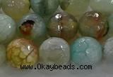 CAG8997 15.5 inches 12mm faceted round fire crackle agate beads