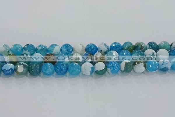 CAG9001 15.5 inches 8mm faceted round fire crackle agate beads