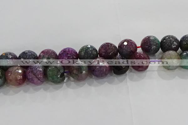 CAG9025 15.5 inches 14mm faceted round fire crackle agate beads