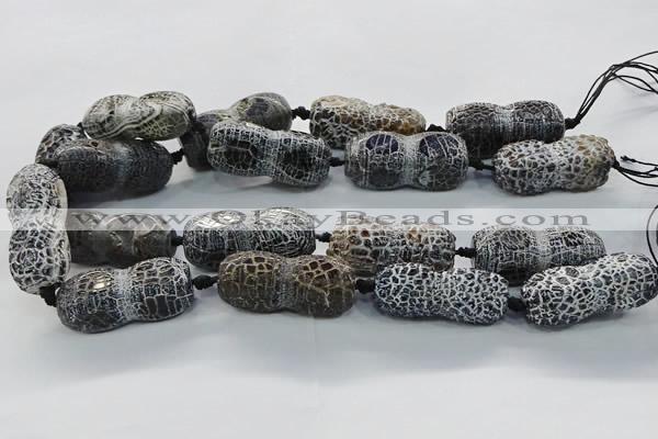 CAG9072 15.5 inches 16*40mm peanut-shaped fire crackle agate beads