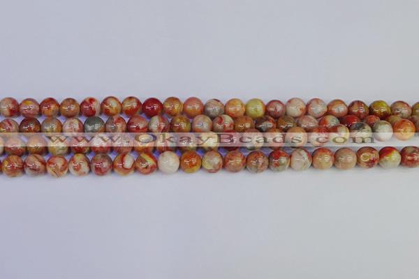 CAG9101 15.5 inches 6mm round red crazy lace agate beads