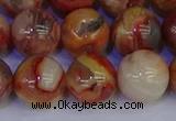 CAG9105 15.5 inches 14mm round red crazy lace agate beads