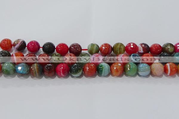 CAG9266 15.5 inches 12mm faceted round line agate beads wholesale