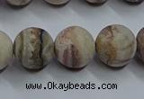 CAG9294 15.5 inches 12mm round matte Mexican crazy lace agate beads