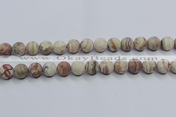 CAG9295 15.5 inches 14mm round matte Mexican crazy lace agate beads