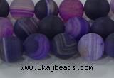 CAG9321 15.5 inches 8mm round matte line agate beads wholesale