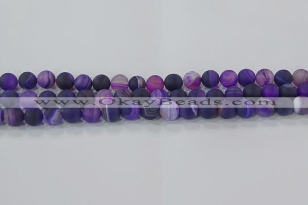 CAG9321 15.5 inches 8mm round matte line agate beads wholesale