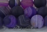 CAG9323 15.5 inches 12mm round matte line agate beads wholesale