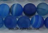 CAG9334 15.5 inches 12mm round matte line agate beads wholesale