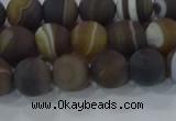 CAG9338 15.5 inches 8mm round matte line agate beads wholesale