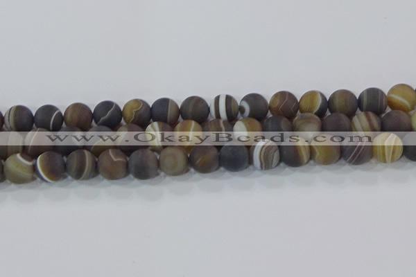 CAG9340 15.5 inches 12mm round matte line agate beads wholesale