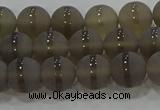 CAG9344 15.5 inches 8mm round matte grey agate beads wholesale